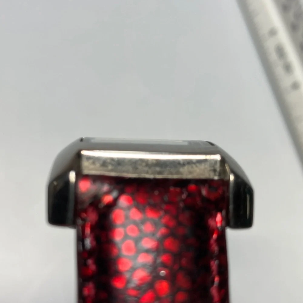 Fossil Big Tic JR-7993, red and black strap, new batteries, stainless